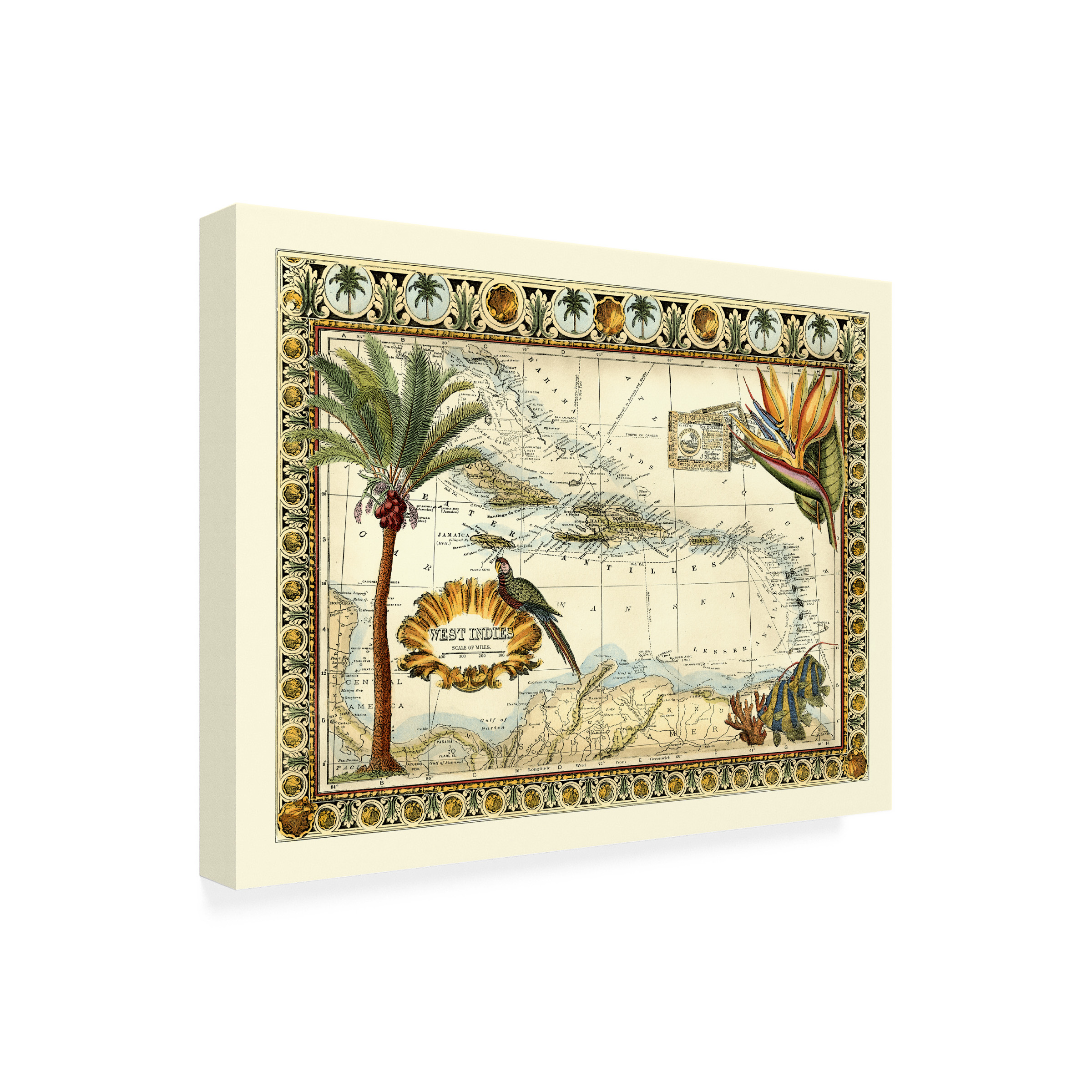 Vision Studio 'Tropical Map Of West Indies' Outdoor Canvas