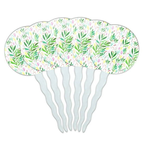 Spunky Foliage Cupcake Picks Toppers Decoration Set of 6