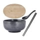 thumbnail image 3 of Round Noodles Tableware Food Containers Japanese Style Stackable Wooden Lid Dinnerware 1500ml Porcelain Ramen For Rice Udon Gris Baoblaze tazón de fideos, 3 of 5