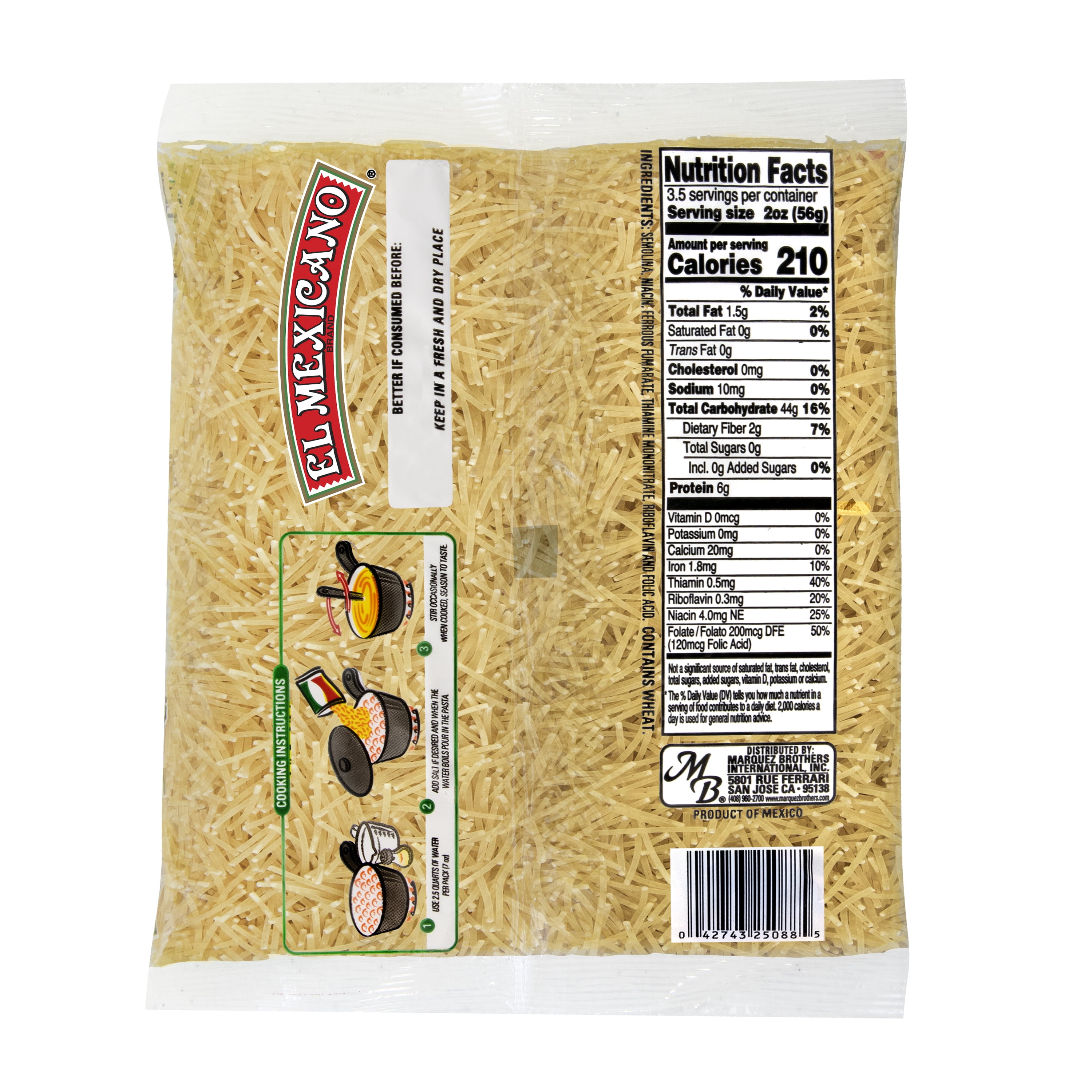 (10 pack) El Mexicano Thin Vermicelli Pasta, Fideo Delgado, 7 oz Bag