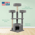 thumbnail image 3 of Kitty City Upholstered Multi-Level 54-Inch Indoor Cat Tree with Scratching Posts, House & Perches, Gray, 3 of 5
