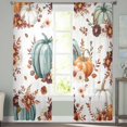 thumbnail image 3 of Green Orange Pumpkins Fall Sheer Curtains 63 Inch Length 2 Panels Set, Semi Transparent Voile Rod Pocket Curtains for Living Dining Room Bedroom Drapes Botanical Thanksgiving, 3 of 8