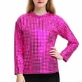 thumbnail image 1 of EGNMCR Blouses et Chemises à Manches Longues Col Rond Tenue de Performance Pailletée pour Enfants T-shirt à Manches Longues Col Rond pour Enfants polyester top, 1 of 6