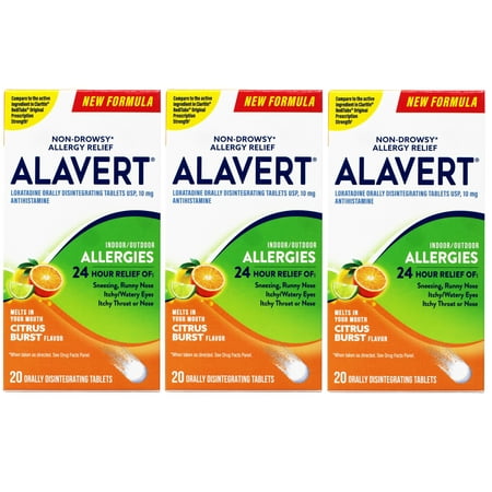 ALAVERT Allergy Relief, Orally Disintegrating Non-Drowsy Antihistamine Tablets, 20 Count, 3 Pack