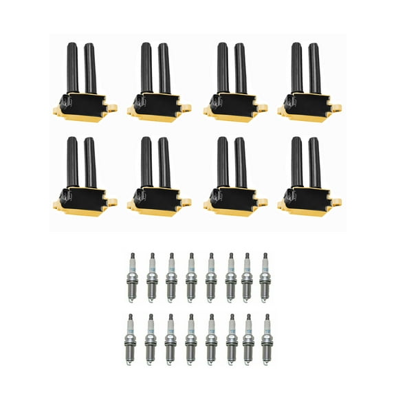 Set of 16 Yellow ISA Ignition Coils and NGK Spark Plugs Compatible with 2016-2017 Jeep Grand Cherokee 5.7L Replacement for UF504
