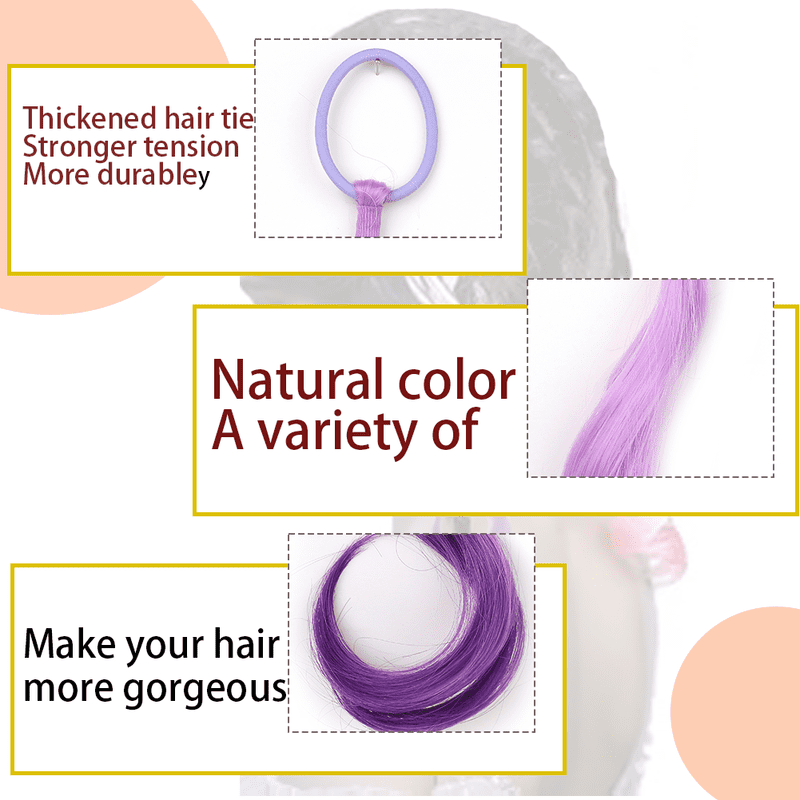 14 Inch Lightweight Colored Hair Extensions Colored Hair Extensions Synthetic for Kids Curly Ponytail Extension with Elastic Tie