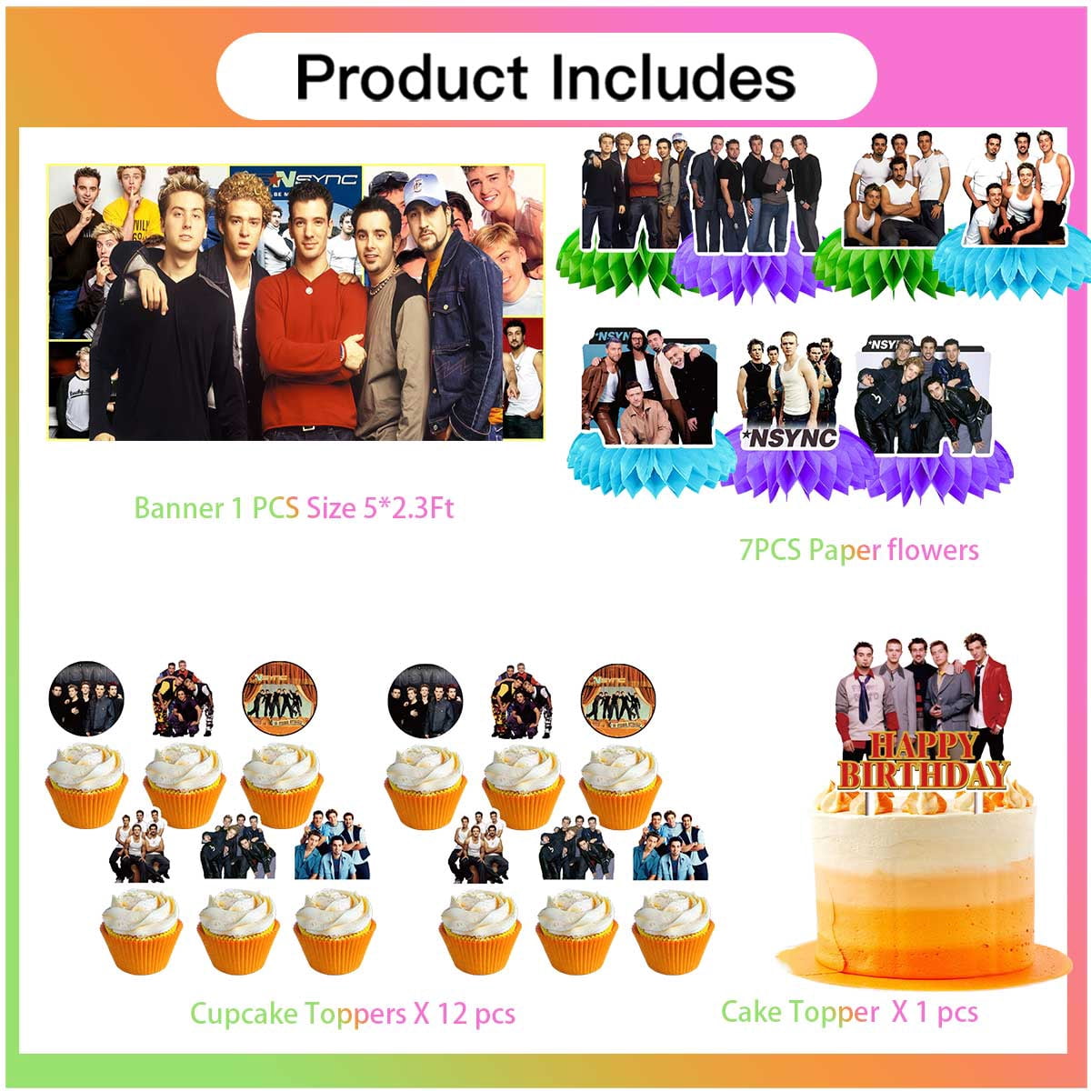 NSYNC Party Decorations Centerpieces Honeycomb Table Toppers Backdrop Birthday Party Decor Supplies Banner