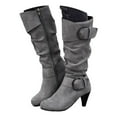 thumbnail image 3 of Rotm Women's Mid-Calf Boots with Chunky Heel, Pointed Toe, Comfortable and Fashionable for Fall and Winter Wear for Women. Womens Snow Boots Waterproof Grey,Size 6.5, 3 of 7
