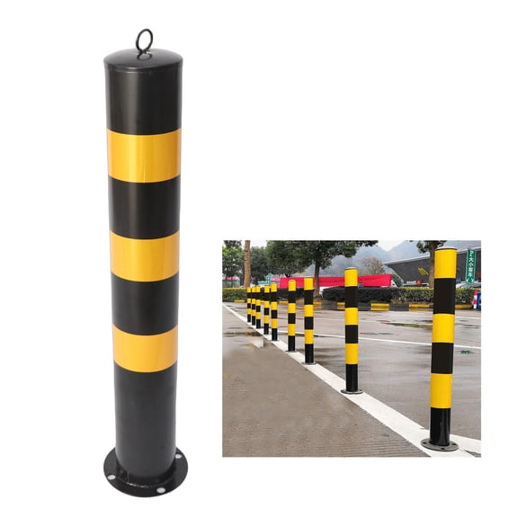 Yajisi 29.5in Cold Rolled Steel Safety Bollard Post – 3in Diameter, Black & Yellow, Sturdy, Rounded Edges, Outdoor Traffic Control