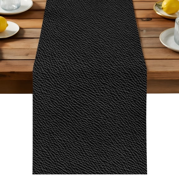 Table Runner Black Leather Texture Decorative Table Runner for Kitchen Solid Color Dinning Runner for Party Wedding Holiday Indoor Outdoor 13x72inch