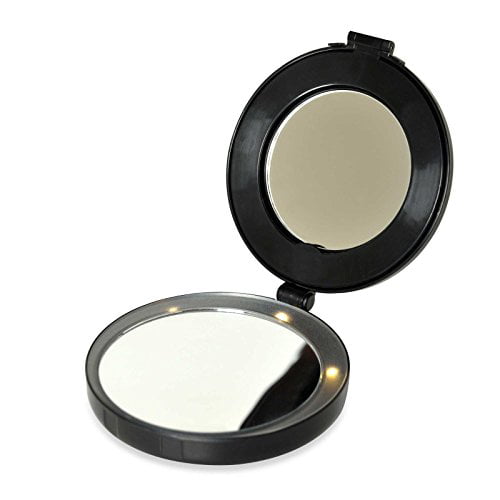Floxite Compact & Mini Vanity Mirror - Magnifies 10x with LED lights ...