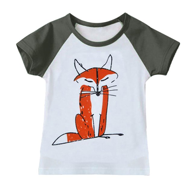 Gibobby blusas aesthetic Camiseta de manga corta con cuello redondo para niños y niñas a juego con estampado de animales de dibujos animados de verano a la moda(Gris, 3-4 Años)