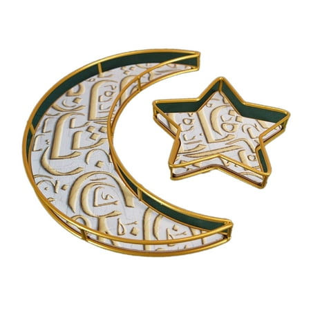 

TINYSOME Moon Shaped Wooden Decorations Eid Al Fitr Crafts Ramadan Ornaments Gifts Tray