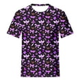 thumbnail image 5 of DondPO Women's T-Shirts Women's Awareness Shirt Purple Ribbon Floral Short Sleeve T Shirts Caring tops Shirts for Women Womens tops Gray L, 5 of 5