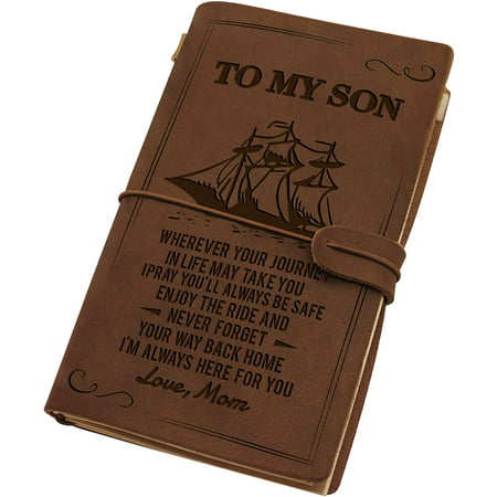Personalized Leather Notebook To My Son, Custom Engraved Leather Journal