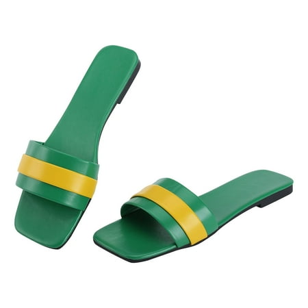 

WNVMWI Sandals Women Women s Platform & Wedge Sandals Summer Womens Wide Sandals Green Shoes Slippers Flip Flops Square Open Toe Flat Sandals for Women Fashion Slides Slip On Casual Summer Sa Size 40