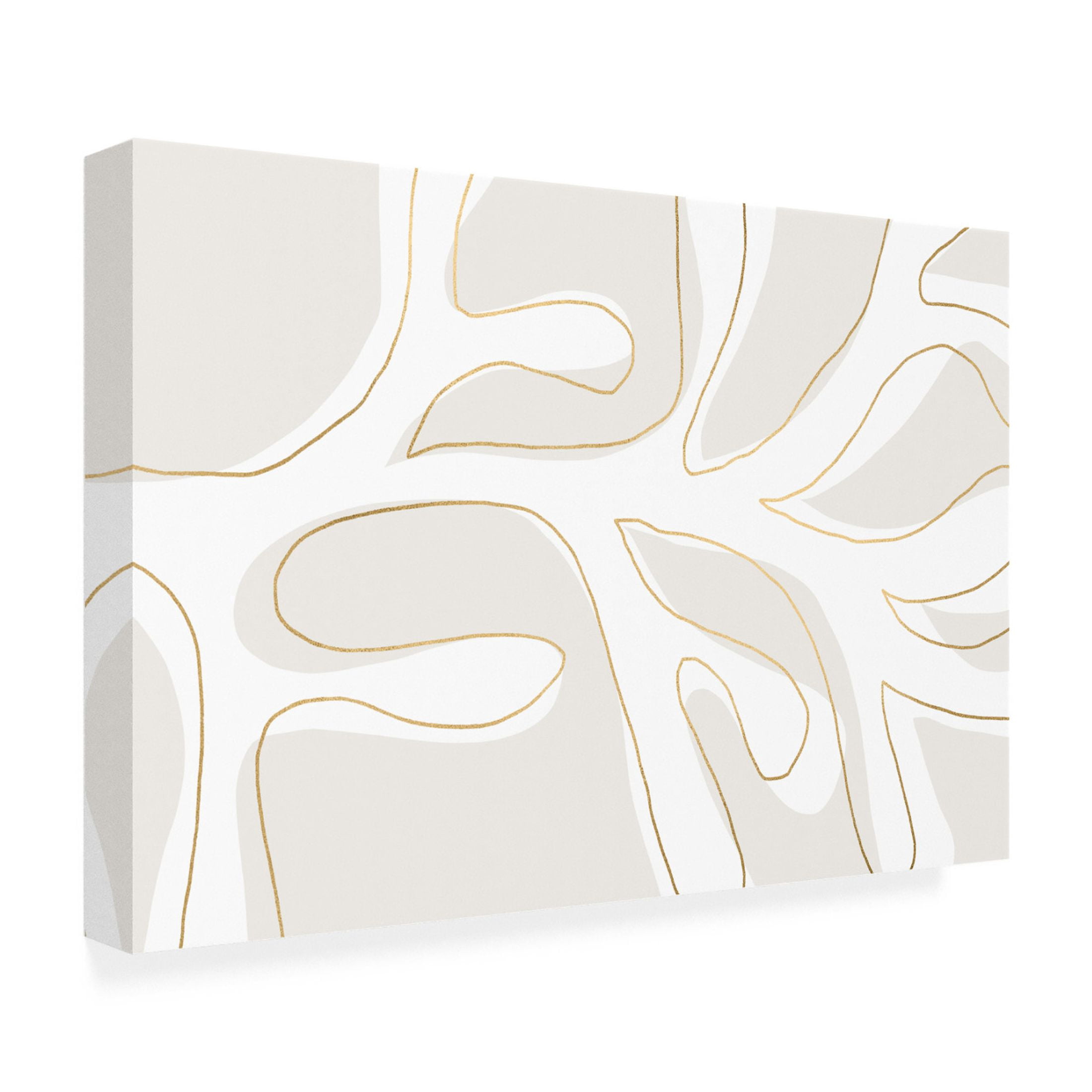 Trademark Fine Art uplusmestudio Abstract Twig White and Gold Canvas Wall Art