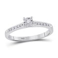 thumbnail image 4 of 10kt White Gold Womens Round Diamond Solitaire Bridal Wedding Engagement Ring 1/10 Cttw, 4 of 4
