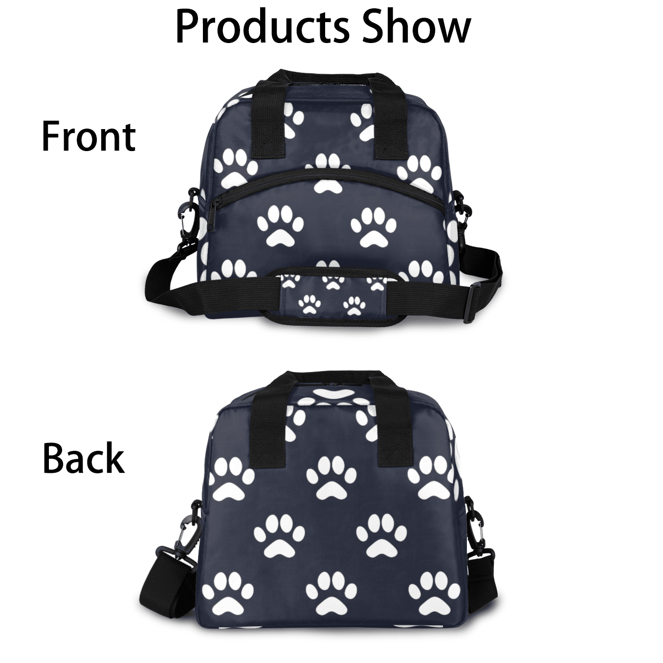 Herdesigns Dog Bones Paw Insulated Lunch Bag for Women Men Adults Large Reusable Lunch Box Dog Paws Leakproof Cooler Tote Bags with Adjustable Shoulder Strap