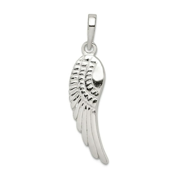 925 Sterling Silver Polished and Textured Religious Guardian Angel Wing Pendant Necklace 30.88x8.67mm Wide Pendant for W