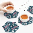 thumbnail image 7 of Fuzoiu Lilies Flowers Print Leather Coasters Set,Drink Coasters Set of 6,for Tabletop Protection, Durable PVC Coasters,Home Décor and Housewarming Gift,Hexagon, 7 of 7