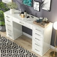 thumbnail image 4 of Furniture of America Olive White 11 Drawer Vanity Wood Table Desk, 4 of 6