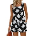 thumbnail image 2 of Women Halloween 2 Piece Set Pumpkin Ghost Sleeveless Spooky Tank Tops Matching Castle Skull High Waist Horror Shorts, S, 2 of 6