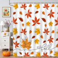 thumbnail image 3 of Fall Leaves Shower Curtain Autumn Maple Leaves Shower Curtain Thanksgiving Harvest Waterproof Fabric Shower Curtains Bathtub Decor with 12 Hooks 72 X 72 Inches, 3 of 6