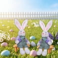 thumbnail image 6 of ToyKingdee Easter Bunny Plush with Floral Overalls and Bow, Whimsical Spring Stuffed Animal for Home Decor and Play, 6 of 6