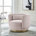 thumbnail image 2 of Armchair Swivel Accent Chair, Pink Gold, Velvet, Modern Contemporary, Living Lounge Cafe Room Hotel Lobby Hospitality, 2 of 7