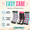 thumbnail image 2 of Girls Micro Cozy Character Socks, 3 Pack, Soft Plush Whimsical Pattern Socks, GREEN, S/M, 2 of 8
