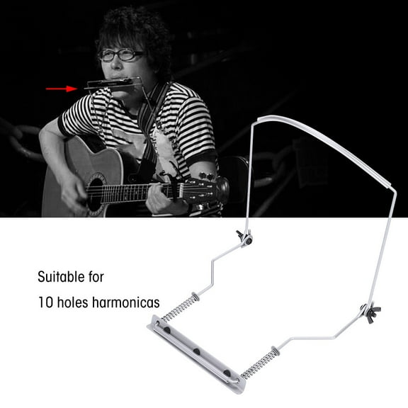 Durable Adjustable Metal 10 Holes Harmonica Neck Holder Rack Support Accessory