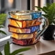 thumbnail image 3 of Taza de Vidrio 3D con Diseño de Libros Apilados de 11 oz Estilo Vitral para Amantes de la Lectura y Bibliotecarios, 3 of 5