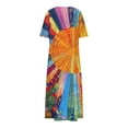 thumbnail image 4 of DailyTrove Women's Short Sleeve V Neck Tropical Print Maxi Dress, Vibrant Outerwear for Summer Beach Getaways Resort Wear, 4 of 6