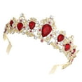thumbnail image 4 of Bridal Crown 1pc Crystal Rhinestones Crown with Comb Elegant Large Crown for Party Wedding Cosplay (Red), 4 of 6