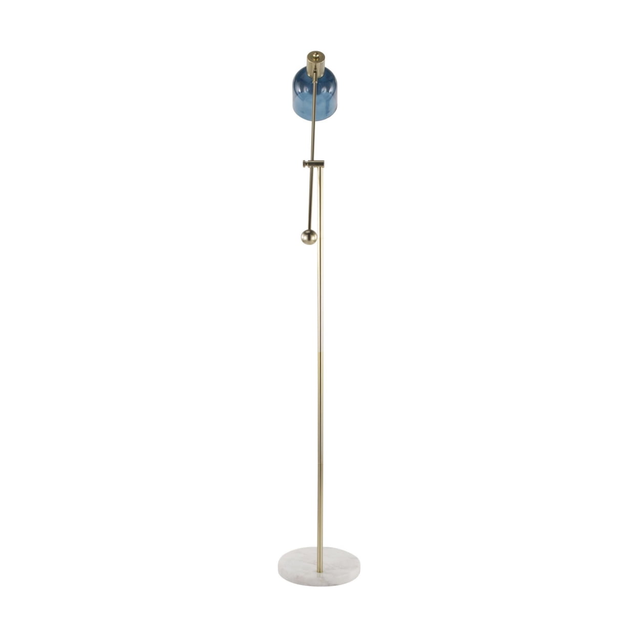 Marcel Contemporary Floor Lamp in White Marble, Gold Metal and Blue Glass by LumiSource