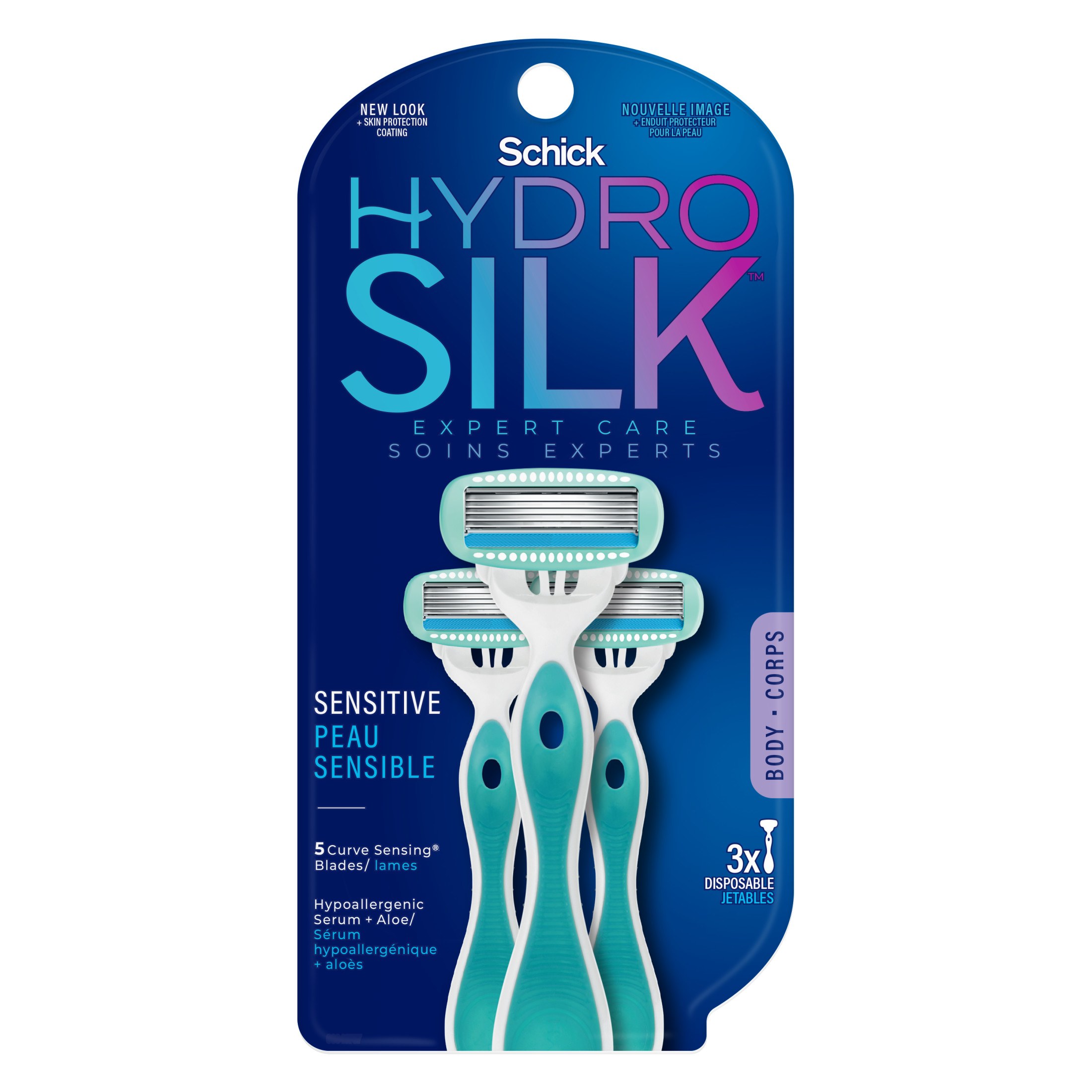 Schick Hydro Silk Sensitive Womens Disposable Razors, 3 ct, 5-Blade Disposable Razors for Women Sensitive Skin, Travel Razor for Women - image 3 of 12
