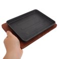 thumbnail image 4 of 1 Set Steak Plate Griddle Pan Steak Pan Steak Frying Pan Dual Handle Steak Pan with Wooden Base, 4 of 5
