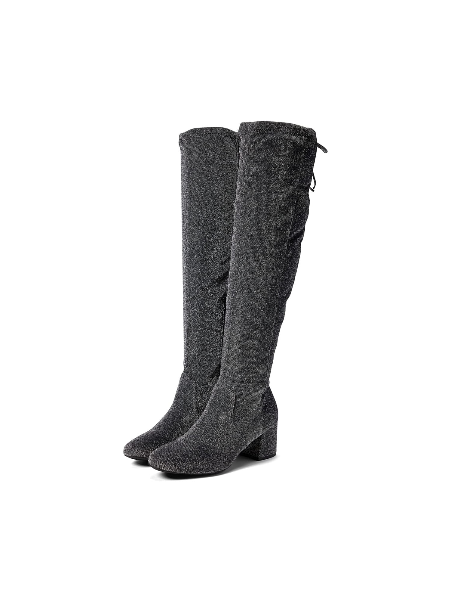 silver blossom boot for women in black
