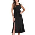 thumbnail image 4 of INSPIRE CHIC Vestido Midi Elegante Sin Mangas con Escote Cuadrado y Volantes en el Dobladillo, Con Aberturas Lateral, Color Negro, 4 of 5