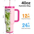 thumbnail image 3 of 40oz GEDUX Tumbler with Handle, 2-in-1 Leak Proof Lid (Straw/Flip), Insulated Water Bottle, Stainless Steel Tumbler with Non-Slip Silicone, Wide Mouth Travel Mug Cupholder Friendly, Rose Mix, 3 of 7
