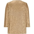 thumbnail image 4 of Womens Sparkly Sequin Tops Dressy Casual 3/4 Sleeve V Neck Shirts Holiday Glitter Shimmer Top Evening Night Glitter Party Outfits, 4 of 5