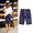 🔥 Dark Blue, variant on USSUMA Womens Printed Plus-Size Linen Shorts Loose Pattern High Waist Pull-On Elastic Waist Breathable Cotton-Linen Blend with Functional Pockets for Summer Lounge Travel Casual, Plus Size, Summer