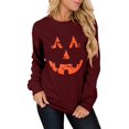 thumbnail image 1 of Chandails en Molleton Visage de Citrouille Halloween Femmes Mignon Pull Graphique Citrouille Décontracté Manches Longues Automne, 1 of 5