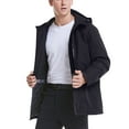 thumbnail image 7 of IROINNID Men's Long Sleeve Parka Mid-Length Jacket Solid Color Comfy Three Charging Intelligent Heating Cotton Padded Jacket Pocket Travel Heating Charge Jacket, 7 of 7