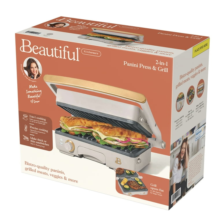 Beautiful 2 in 1 Panini Press Grill Porcini Taupe by Drew Barrymore