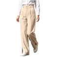 thumbnail image 6 of Tqcoqu Women's High Waist Wide Leg Dress Pants,Solid Pleated Split Hem Office Casual Trousers with Pockets, 6 of 10