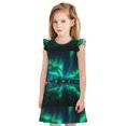 thumbnail image 1 of Fotbe Northern Lights Vestido de Dormir para Niñas de 3 a 10 Años, Mangas Cortas, Estilo Princesa, Pijama Camisón con Mangas Voladas-X-Large, 1 of 6
