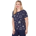 thumbnail image 3 of Alfred Dunner Womens Sparkling Foil Stars Tee, 3 of 4