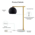 thumbnail image 3 of Posh Living Kendric Table Lamp 5ft Power Cord Marble Stone Base Black, 3 of 9